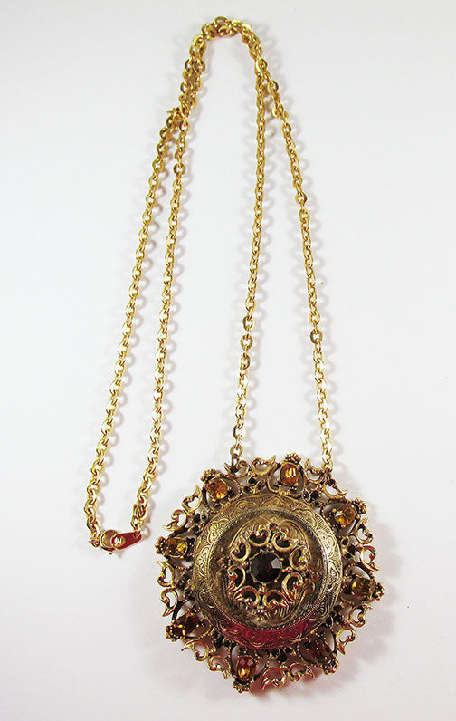 Florenza Vintage Magnificent Mid Century Medallion Locket Pendant