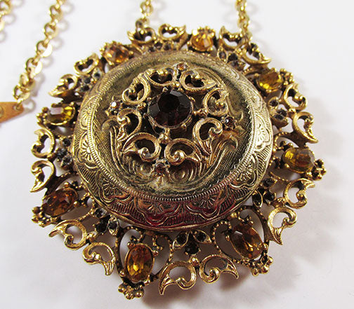 Florenza Vintage Magnificent Mid Century Medallion Locket Pendant