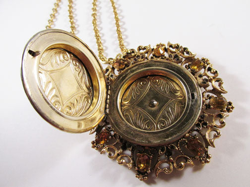 Florenza Vintage Magnificent Mid Century Medallion Locket Pendant