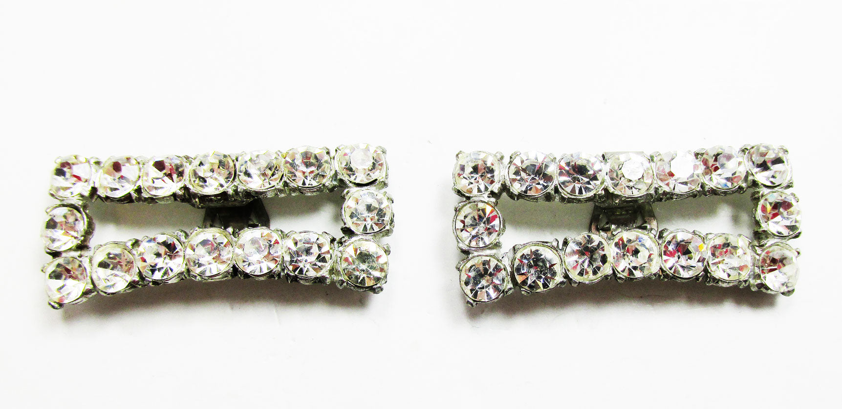 Vintage Sparkling 1950s Mid-Century Pair of Diamante Shoe Clips