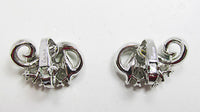 Crown Trifari Vintage 1950s Awesome Rhinestone Floral Earrings - Thumbnail