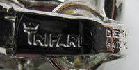 Crown Trifari Vintage 1950s Awesome Rhinestone Floral Earrings - Thumbnail