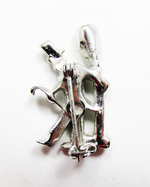 Adorable Vintage 1940s Mid-Century Man and Lamp Post Figural Pin - Back
