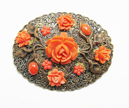 Vintage Retro 1920s Beautiful Art Nouveau Celluloid Floral Pin
