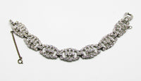 Vintage 1930s Elegant Sparkling Art Deco Clear Diamante Link Bracelet - Front - Thumbnail