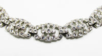 Vintage 1930s Elegant Sparkling Art Deco Clear Diamante Link Bracelet - Close Up - Thumbnail