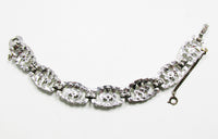 Vintage 1930s Elegant Sparkling Art Deco Clear Diamante Link Bracelet - Back - Thumbnail