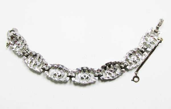 Vintage 1930s Elegant Sparkling Art Deco Clear Diamante Link Bracelet - Back