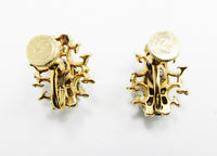 Vintage 1950s Dainty Mid-Century Clear and Aqua Diamante Earrings - Back - Thumbnail