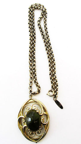 Whiting & Davis 1960s Vintage Jewelry Distinctive Gemstone Pendant - Front