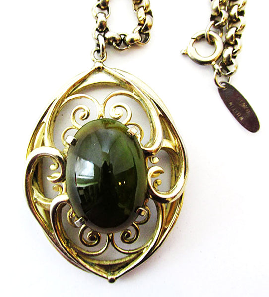 Whiting & Davis 1960s Vintage Jewelry Distinctive Gemstone Pendant - Close Up