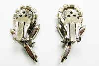 Vintage 1950s Head Turning Sparkling Diamante Floral Earrings - Back - Thumbnail