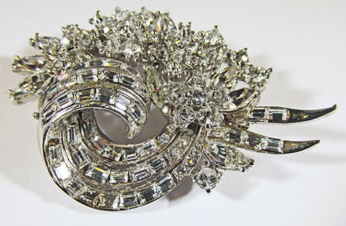 Pennino Vintage Mid Century Magnificent Floral Rhinestone Pin