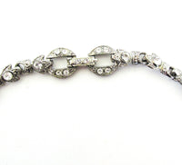 Attractive 1930s Art Nouveau Style Pot Metal Diamante Bow Necklace - Closure - Thumbnail