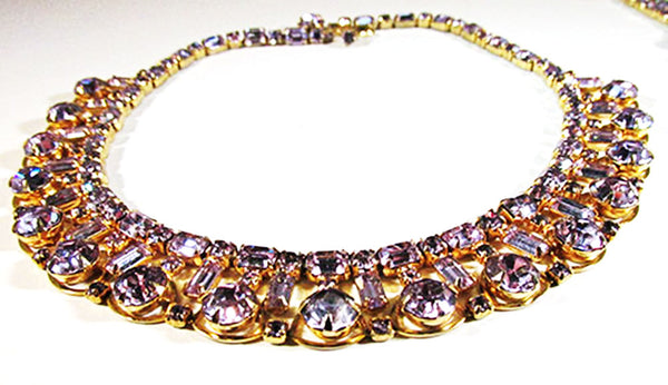 Kramer 1950s Vintage Diamante Statement Necklace, Bracelet, and Pin - Necklace