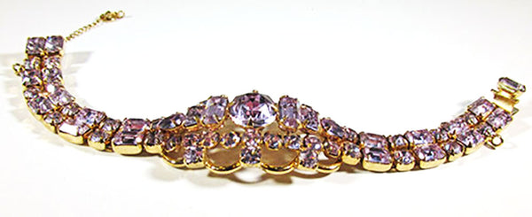 Kramer 1950s Vintage Diamante Statement Necklace, Bracelet, and Pin - Bracelet