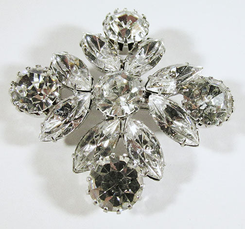 Eisenberg Ice Vintage Gorgeous 1950s Geometric Clear Rhinestone Pin