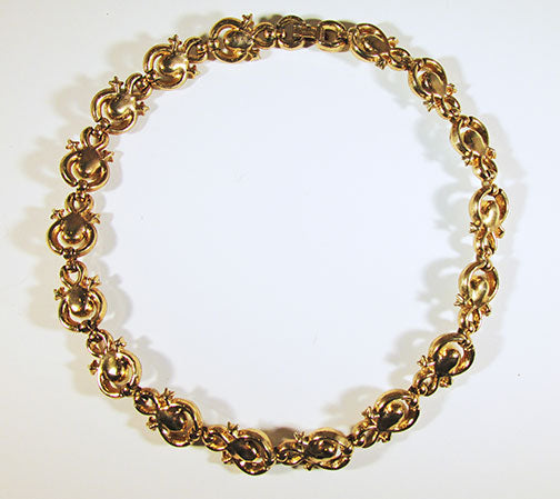 Trifari Vintage 1950s Elegant Pearl and Rhinestone Link Necklace