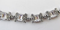 Vintage Mid Century Dazzling Geometric Minimalist Rhinestone Necklace - Thumbnail