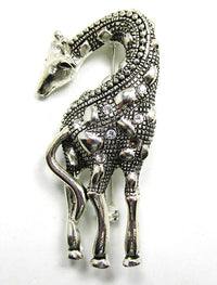 Vintage 1990s Premier Designs Figural Diamante Giraffe Pin - Front - Thumbnail