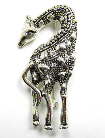 Vintage 1990s Premier Designs Figural Diamante Giraffe Pin - Front