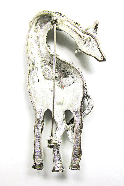 Vintage 1990s Premier Designs Figural Diamante Giraffe Pin - Back