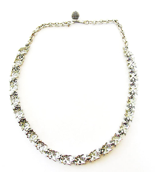 BSK 1950s Vintage Jewelry Mid-Century Pearl and Diamante Necklace - Back