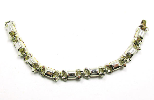 Signed Lisner Vintage 1950s Diamante Geometric Floral Bracelet - Back
