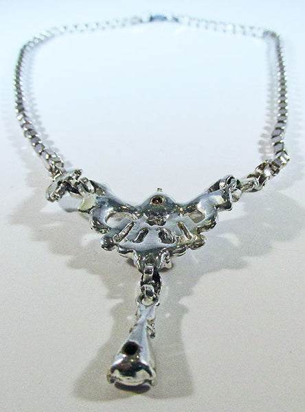 Vintage 1950s Magnificent Ruby Red Rhinestone Drop Necklace