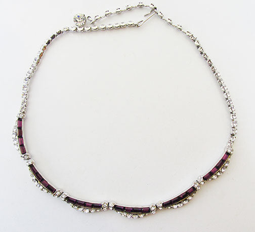 Vintage 1950s Superb Signed Amethyst Rhinestone Necklace