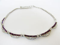 Vintage 1950s Superb Signed Amethyst Rhinestone Necklace - Thumbnail