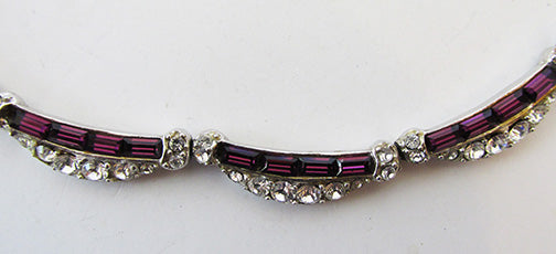 Vintage 1950s Superb Signed Amethyst Rhinestone Necklace