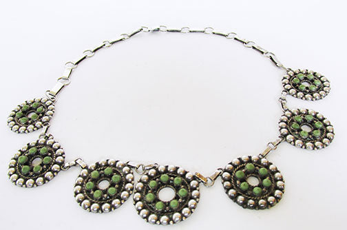 Vintage 1960s Wonderful Artisan Sterling Silver Turquoise Necklace
