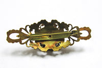 1930s Vintage Head Turning Topaz Rhinestone Gold Filigree Pin - Back - Thumbnail