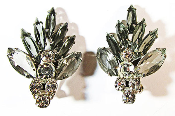 Juliana 1960s Vintage Black Diamond Diamante Pin and Earrings Set - Earrings