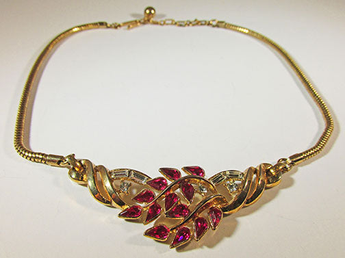 Crown Trifari Vintage Retro 1940s Exquisite Book Piece Floral Necklace