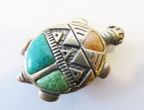 Carolyn Pollack Vintage 1980s Beautiful Turquoise Turtle Pin/Pendant