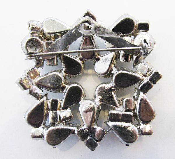 Vintage Mid-Century Attractive Clear and Black Diamond Diamante Pin - Back