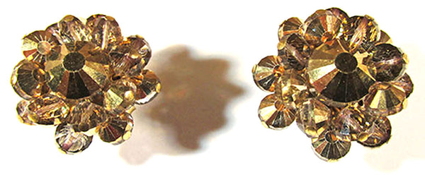 Hobe Vintage Jewelry 1950s Gold and Topaz Diamante Pin and Earrings - Earrings