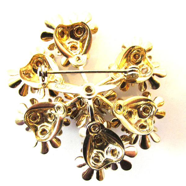 Coro Vintage 1950s Designer Mid-Century Rhinestone Floral Pin - Back