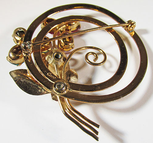 Coro Vintage Striking Retro 1940s Rhinestone Floral Bouquet Pin