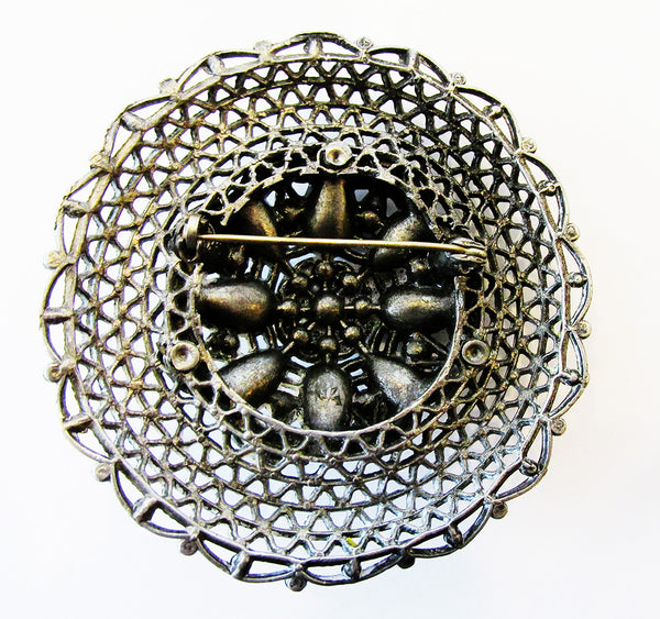 Antique/Vintage 1920s Timeless Multi-Colored Art Deco Diamante Pin - Back