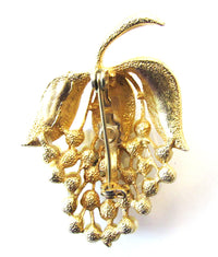 Jewelry Vintage 1950s Mid-Century Pearl and Gold Floral Pin - Back - Thumbnail