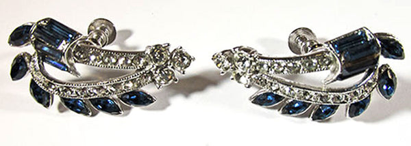 Signed Ora Vintage Jewelry 1950s Diamante Floral Pin and Earrings Set - Earrings