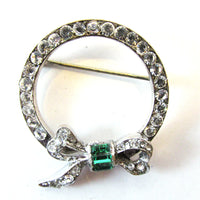 Vintage 1940s Rare Dorsons Rhinestone and Sterling Pin - Front - Thumbnail