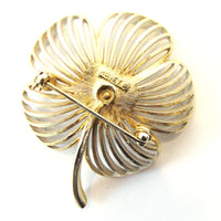 Monet Vintage 1960s Designer Enameled Dogwood Blossom Pin - Back - Thumbnail