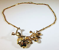 Vintage 1950s Beautiful Sapphire Blue Rhinestone Floral Necklace - Thumbnail