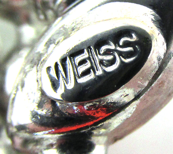 Vintage 1950s Weiss Designer Jewelry - Mid-Century Rhinestone Pin - Signature