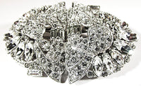 Rare Wilhelm Goetz Vintage 1930s Clear Rhinestone Floral Duette - Front - Thumbnail