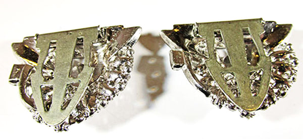Rare Wilhelm Goetz Vintage 1930s Art Deco Clear Diamante Floral Duette - Clip Backs